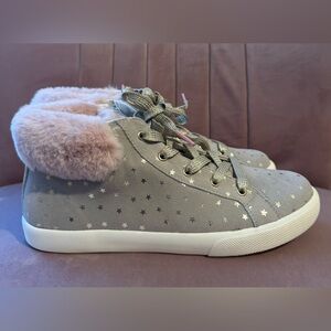 Mini Boden Girl Cozy High Top Sneakers- Grey Suede Stars EU 39-Brand New